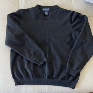 Brooks Brothers Black Merino Wool blend Crew Neck Stretch Sweater in Large
